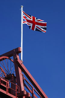 Great Britain flag flying at a British coal mine